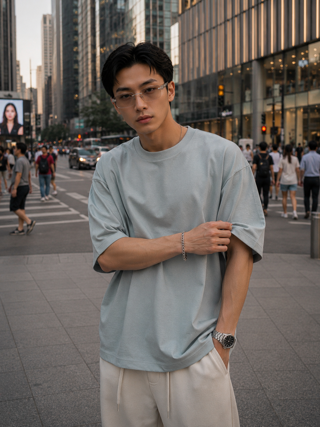 【STICKMEN】Essential 舒适圆领宽松OverSize上衣（SM100101 L.BLUE）