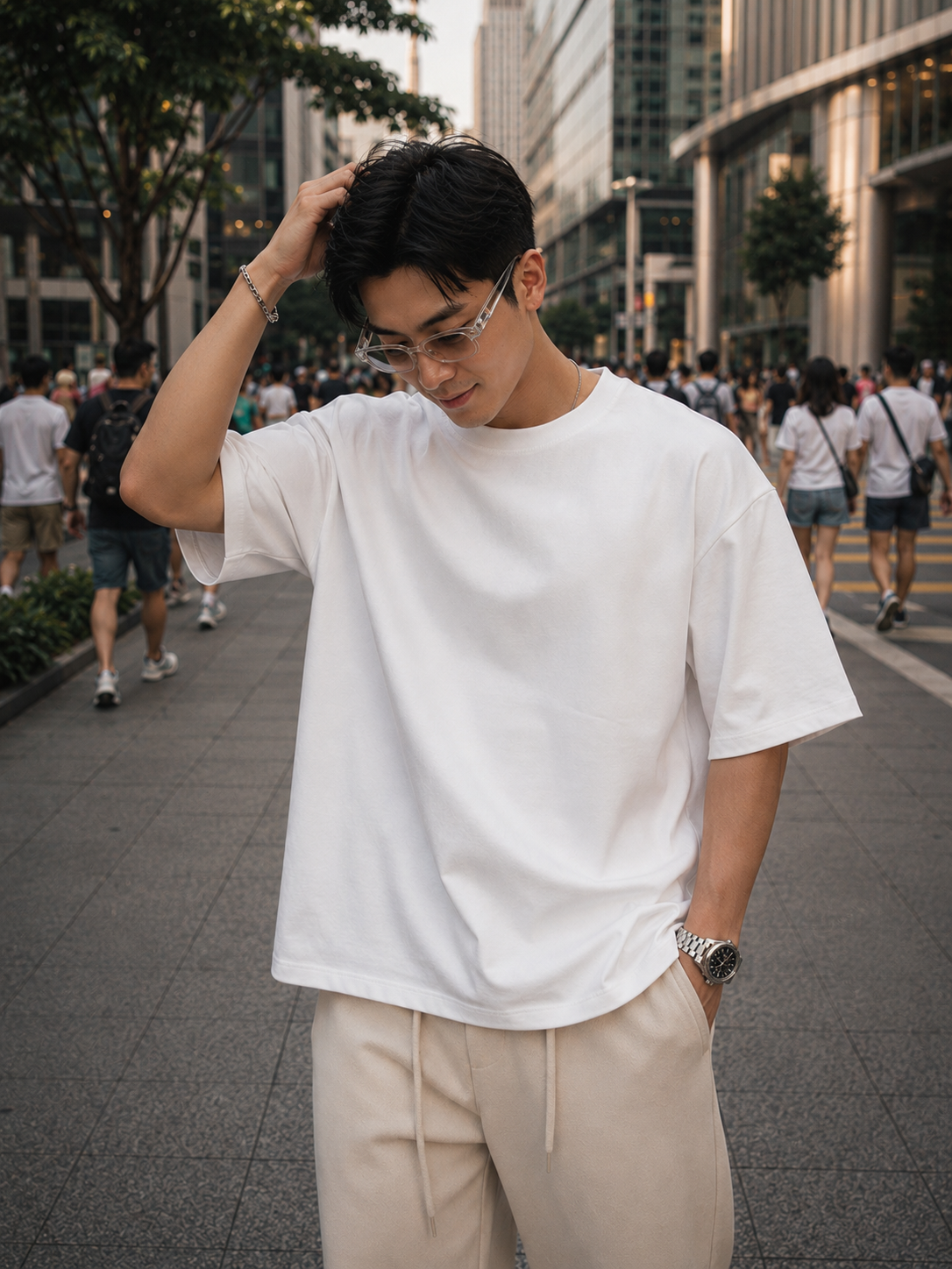 【STICKMEN】Essential 舒适圆领宽松OverSize上衣（SM100101 WHITE）