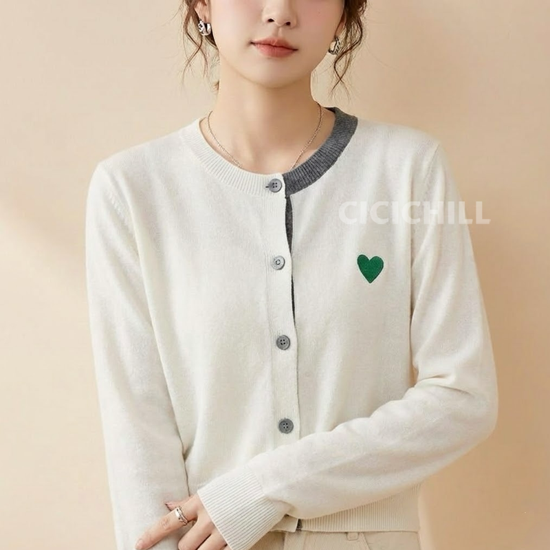 韓版貼布寬鬆溫柔風針織外套開衫