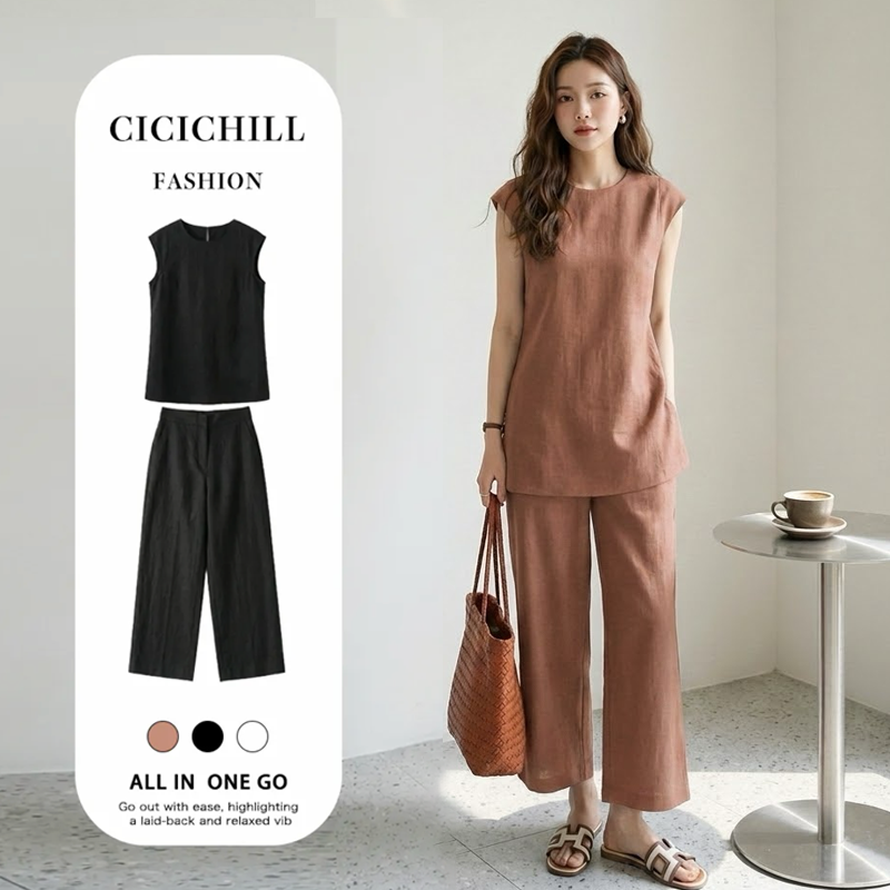 【整套】韓版顯瘦氣質上衣+休閑褲兩件套裝