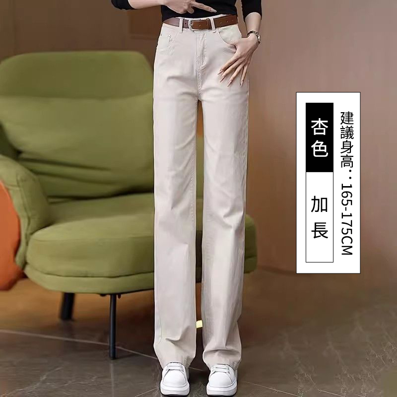 百搭休閒顯瘦高腰寬鬆彈力直筒牛仔褲