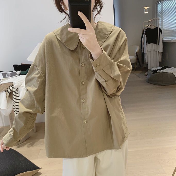 甜美可愛娃娃領棉質洋氣薄款襯衫
