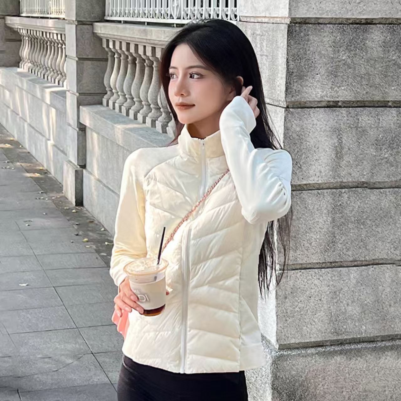 輕薄防風瑜伽保暖修身運動石墨烯棉服外套