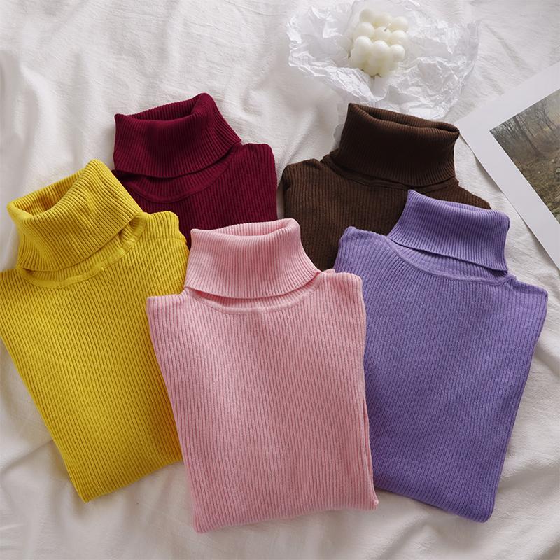 （多色可選）韓系高領時髦修身百搭打底衫氣質內搭長袖針織衫