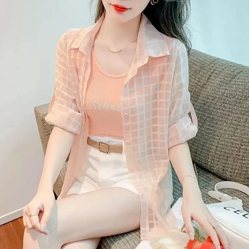 【單件/套裝】雪紡襯衫內搭吊帶牛仔短褲三件套裝