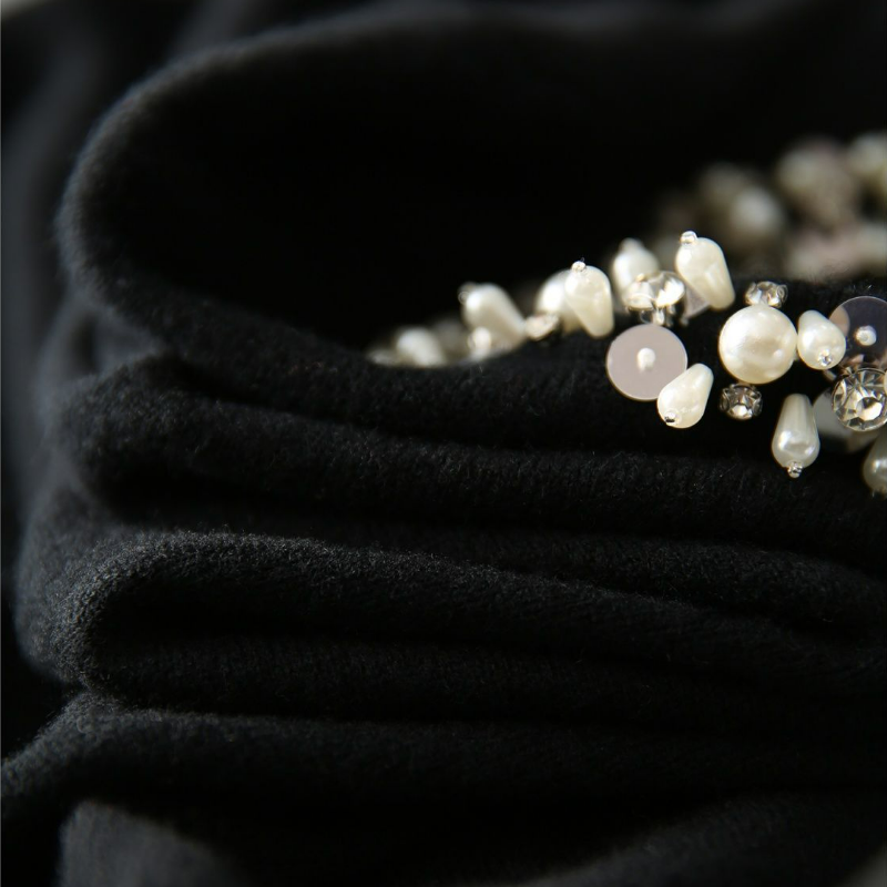 圓領釘珠時尚寬鬆顯瘦百搭氣質針織開衫