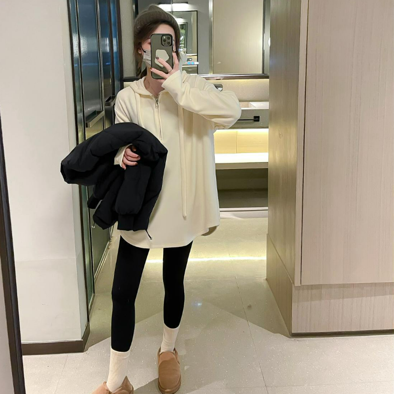 大碼德絨寬鬆顯瘦慵懶風百搭ins連帽打底衫