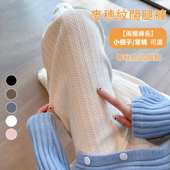 5色休閒高腰顯瘦直筒闊腿垂感褲裝