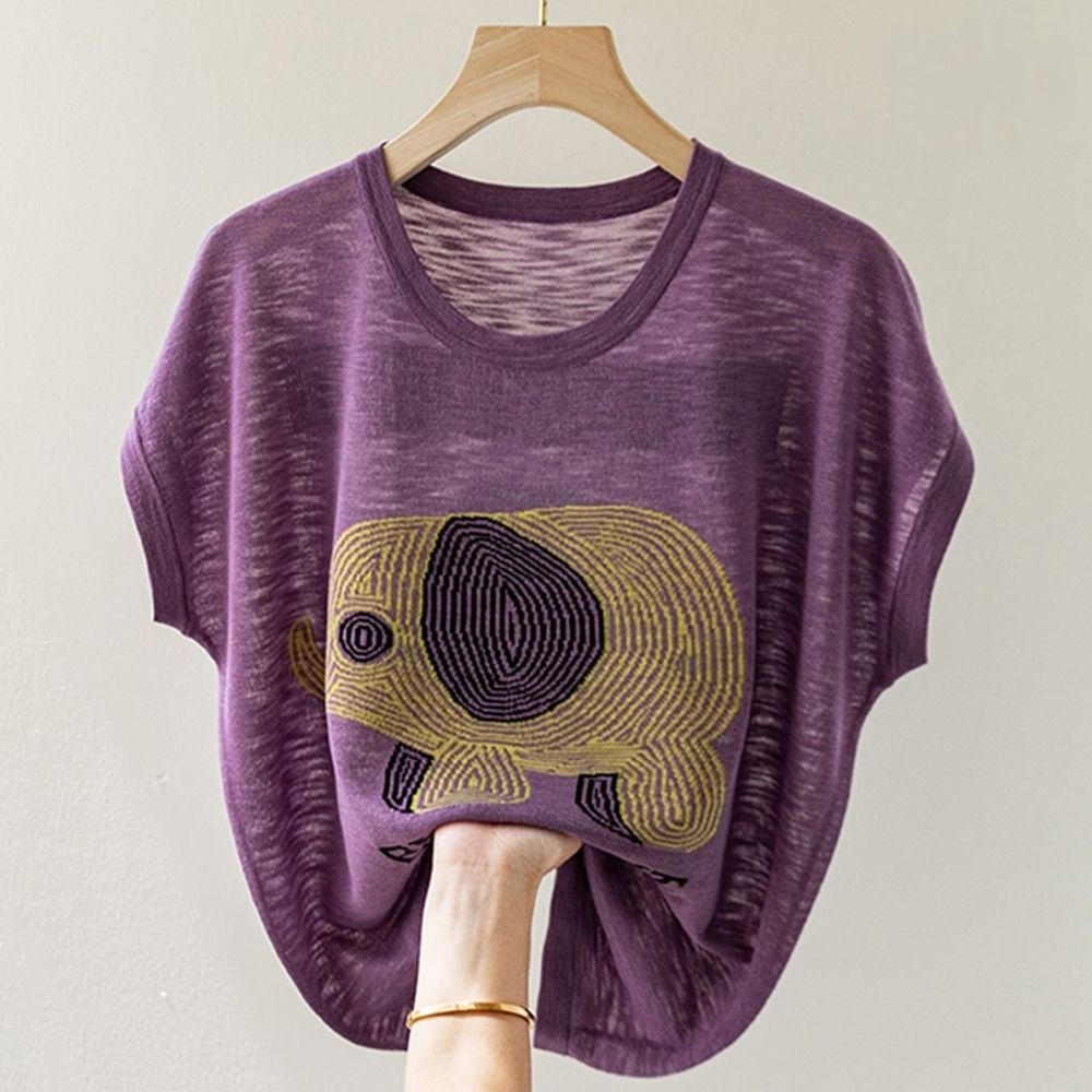 薄款韓版減齡設計寬鬆圓領冰絲短袖T恤