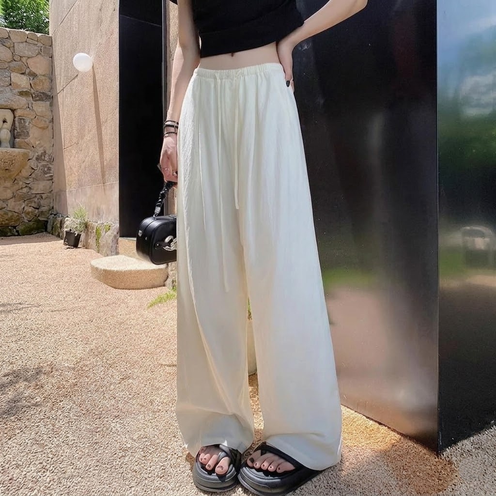 寬鬆垂墜感懶散風拖地休閒闊腿褲