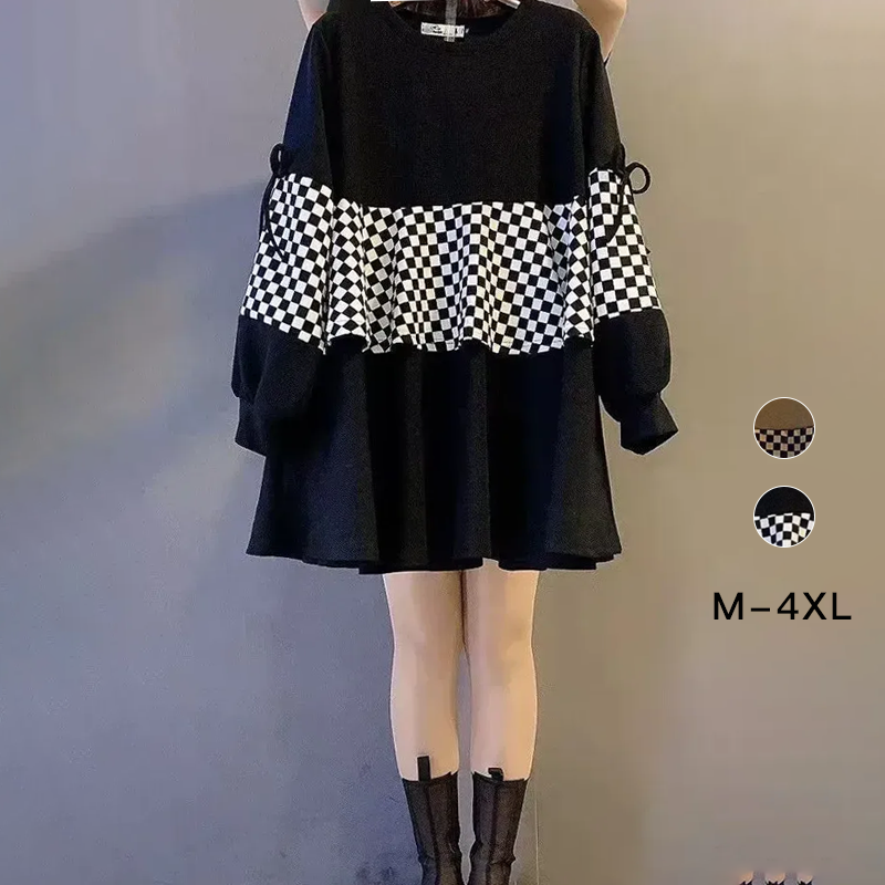 韓版假兩件遮肉顯瘦洋氣中長款衛衣