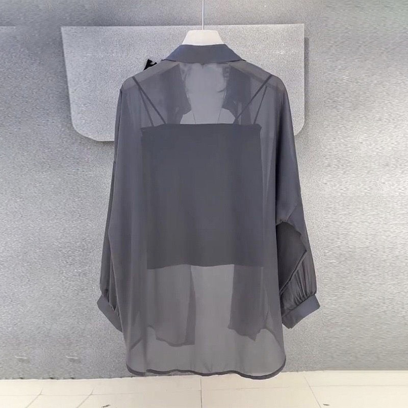 防曬衣冰絲透氣開衫外套長袖薄款雪紡襯衫