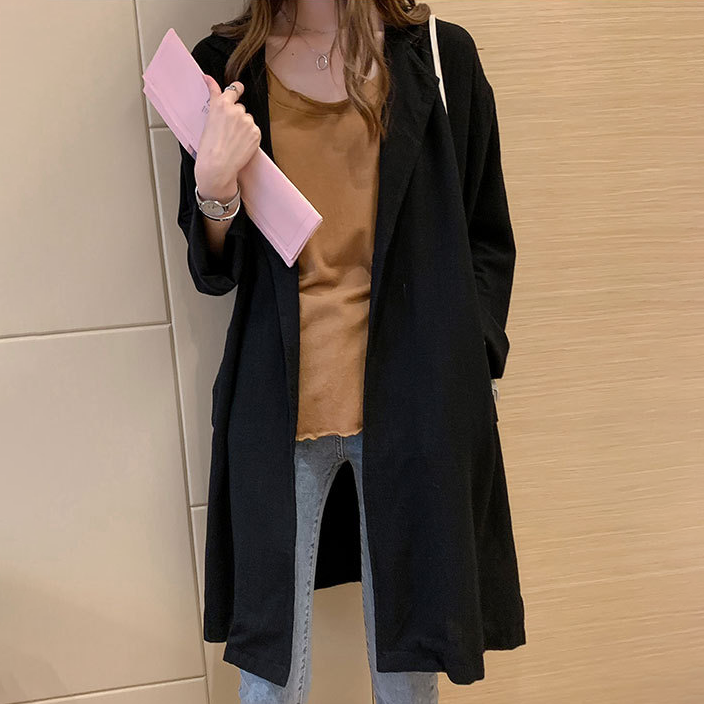 春秋網紅時尚寬鬆英倫風大碼中長款復古風衣外套