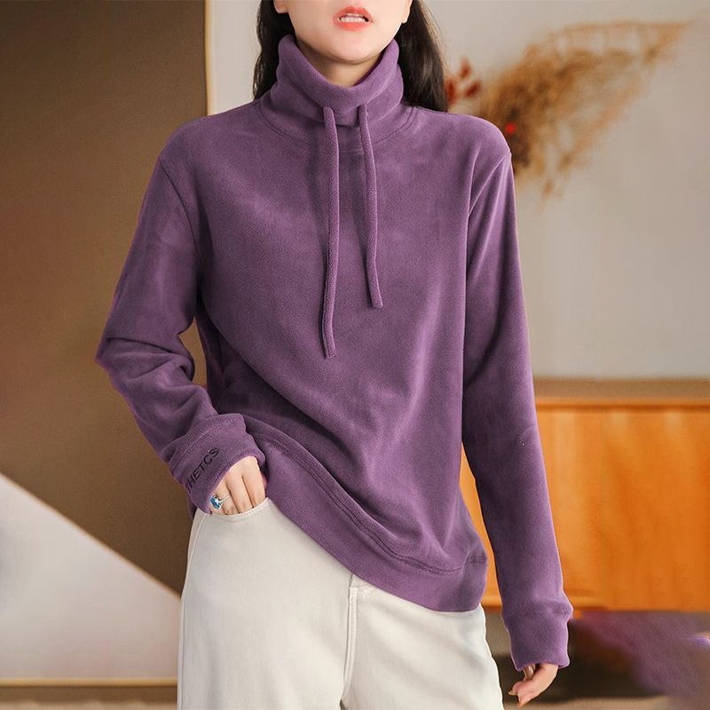 大碼雙面絨文藝刷毛保暖寬鬆休閒百搭長袖T恤