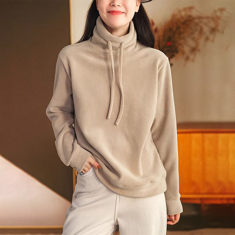 大碼雙面絨文藝刷毛保暖寬鬆休閒百搭長袖T恤