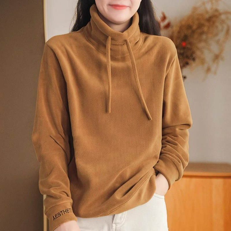 大碼雙面絨文藝刷毛保暖寬鬆休閒百搭長袖T恤