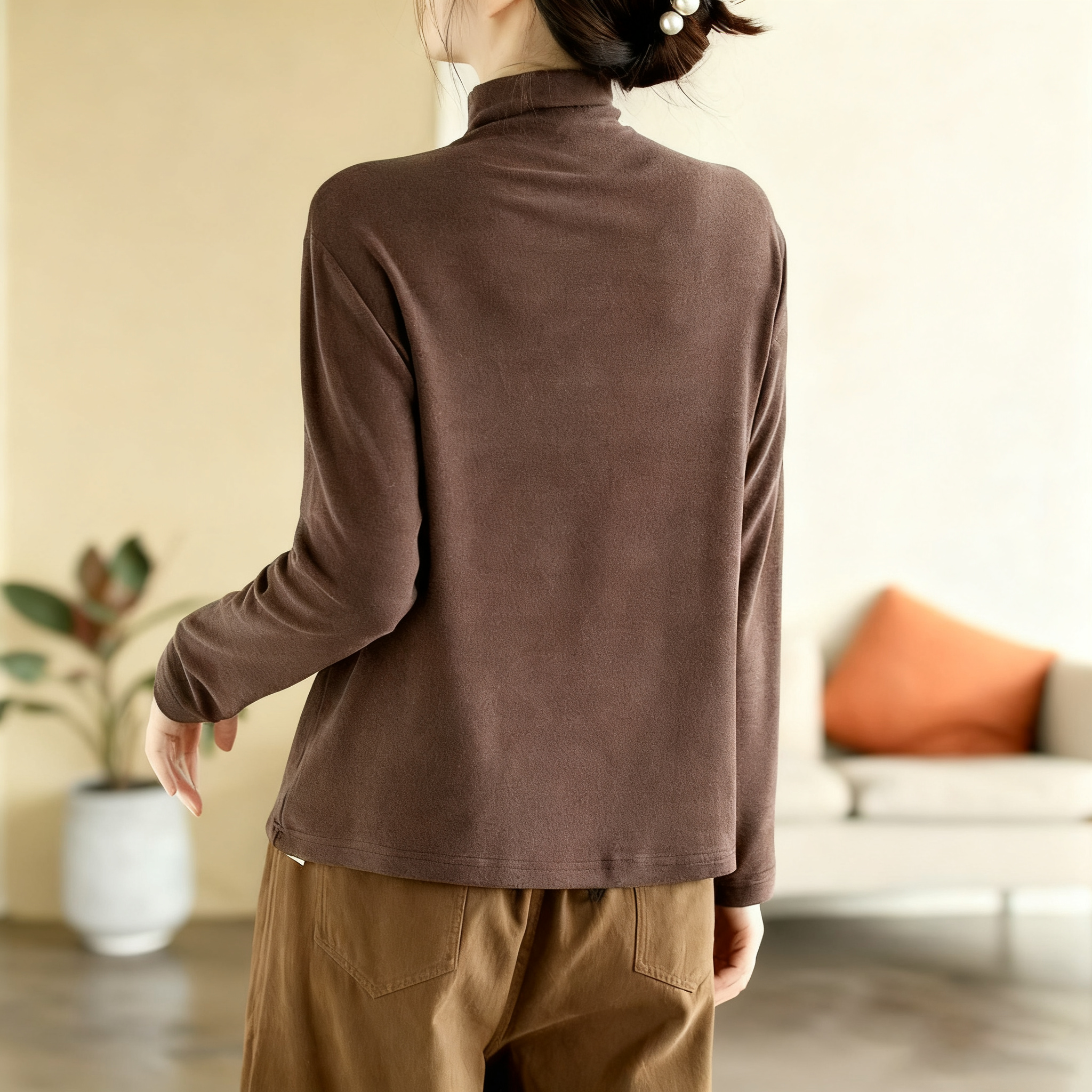 雙面德絨簡約半高領百搭時尚洋氣打底衫