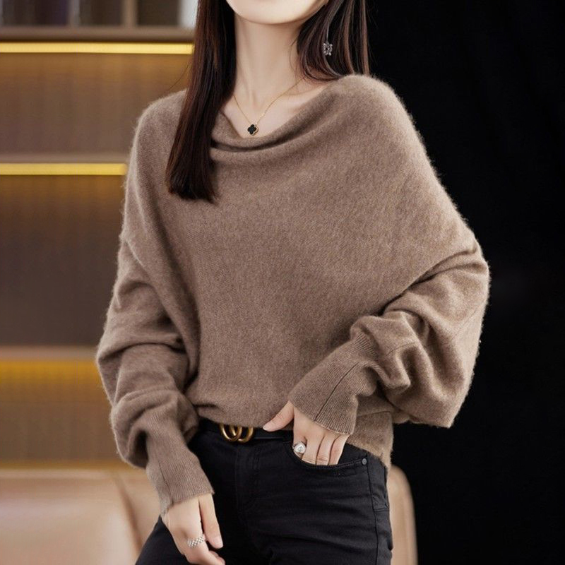 蝙蝠袖氣質套頭寬鬆毛衣薄款打底針織衫