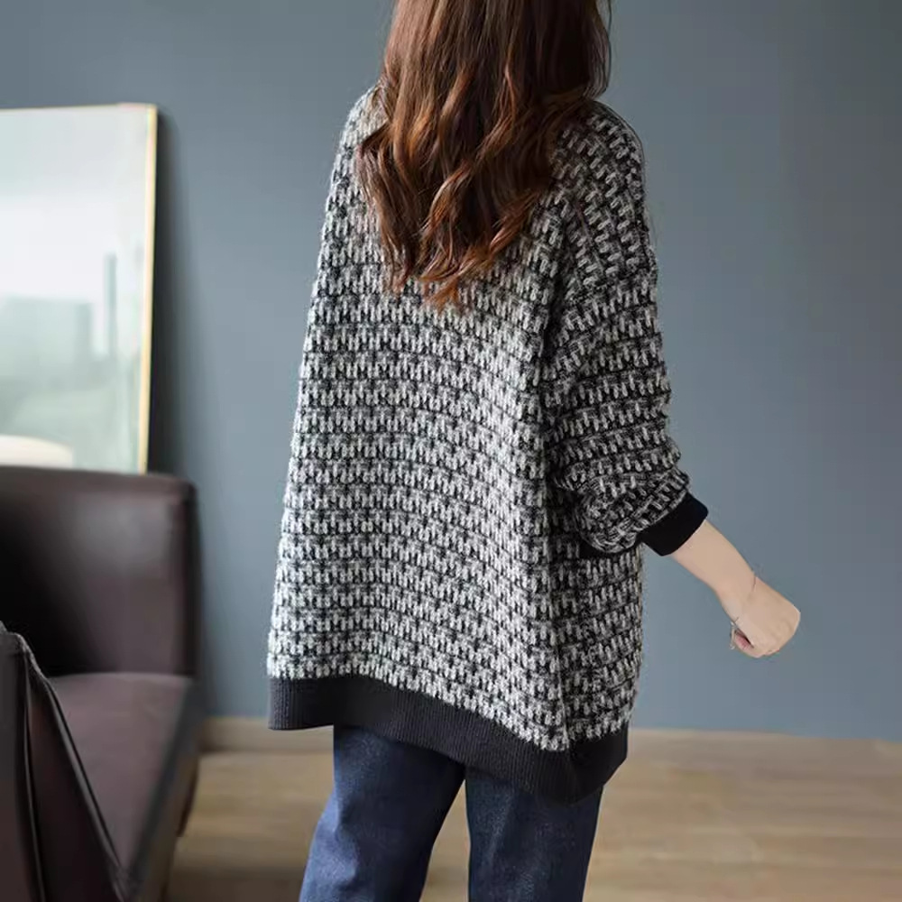 韓版大碼V領毛衣厚高檔小香風針織開衫