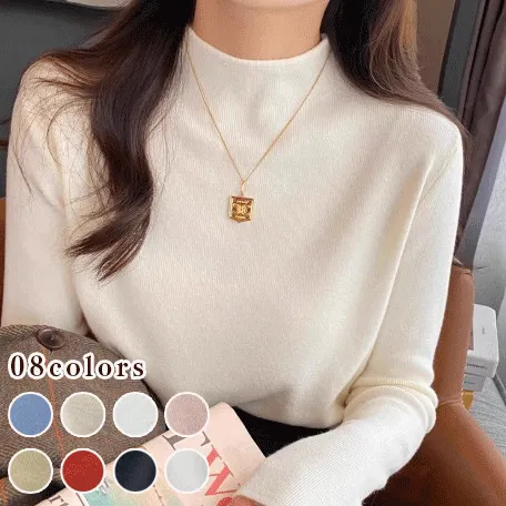 時尚半高領毛衣內搭針織螺紋打底衫