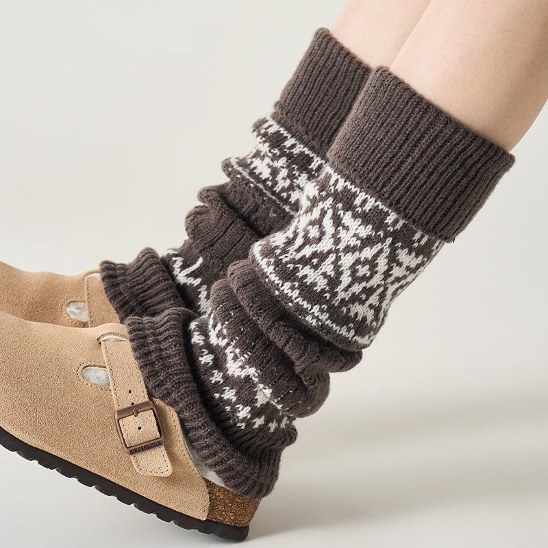 襪套堆堆保暖腿套配雪地靴加厚復古中筒小腿襪