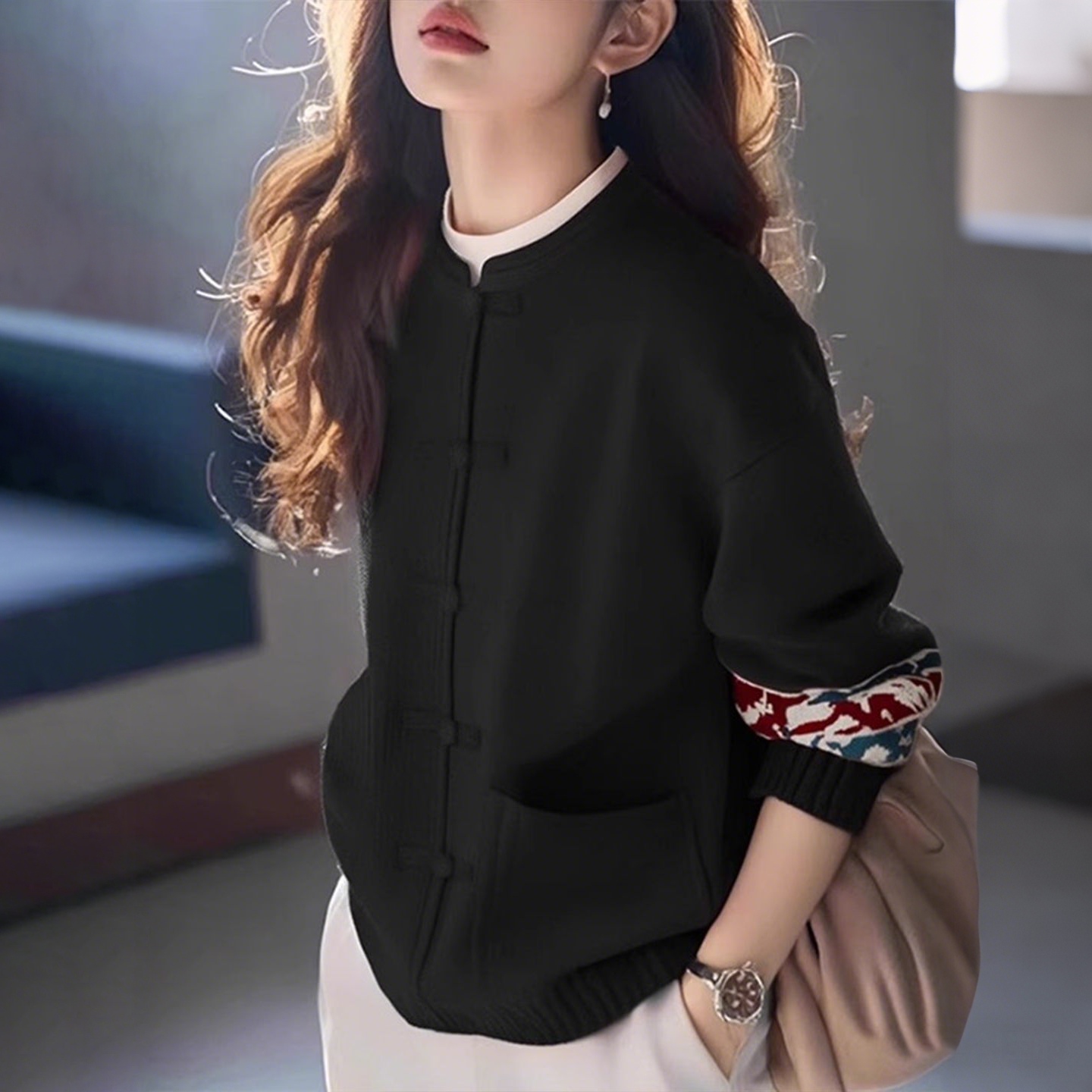 新年戰袍紅色毛衣外套大碼新中式國風慵懶針織開衫