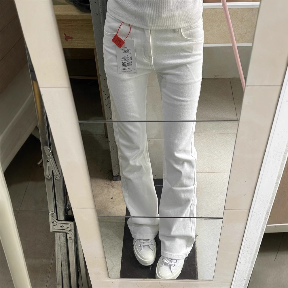 窄版美式高街刷毛彈力高腰顯瘦牛仔褲