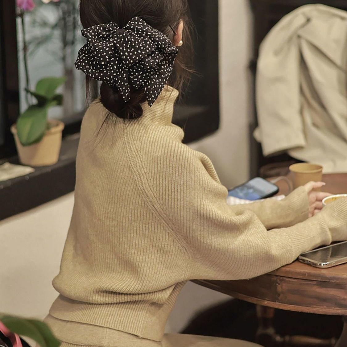 【單件/套裝】小香風法式高領針織毛衣+高腰半身長裙兩件套