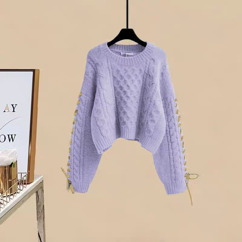 【單件/套裝】寬鬆圓領針織毛衣+百搭吊帶裙兩件套