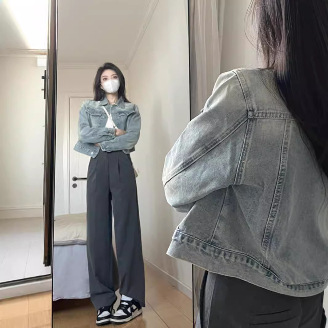 美式短款夾克復古設計感小眾牛仔外套