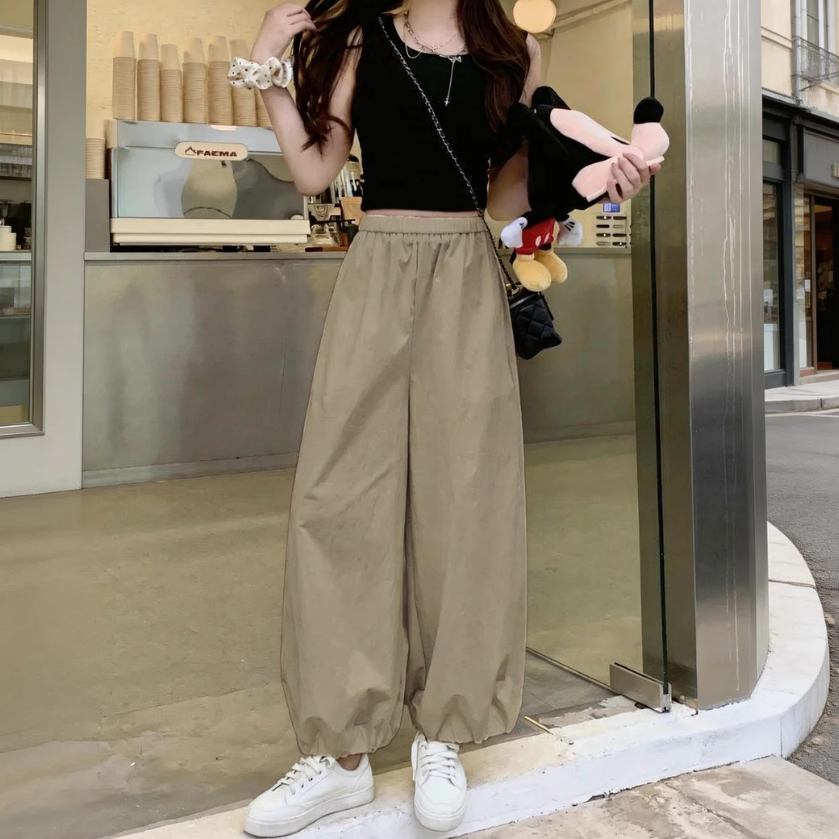 薄款寬鬆大碼休閒速乾哈倫運動九分燈籠褲