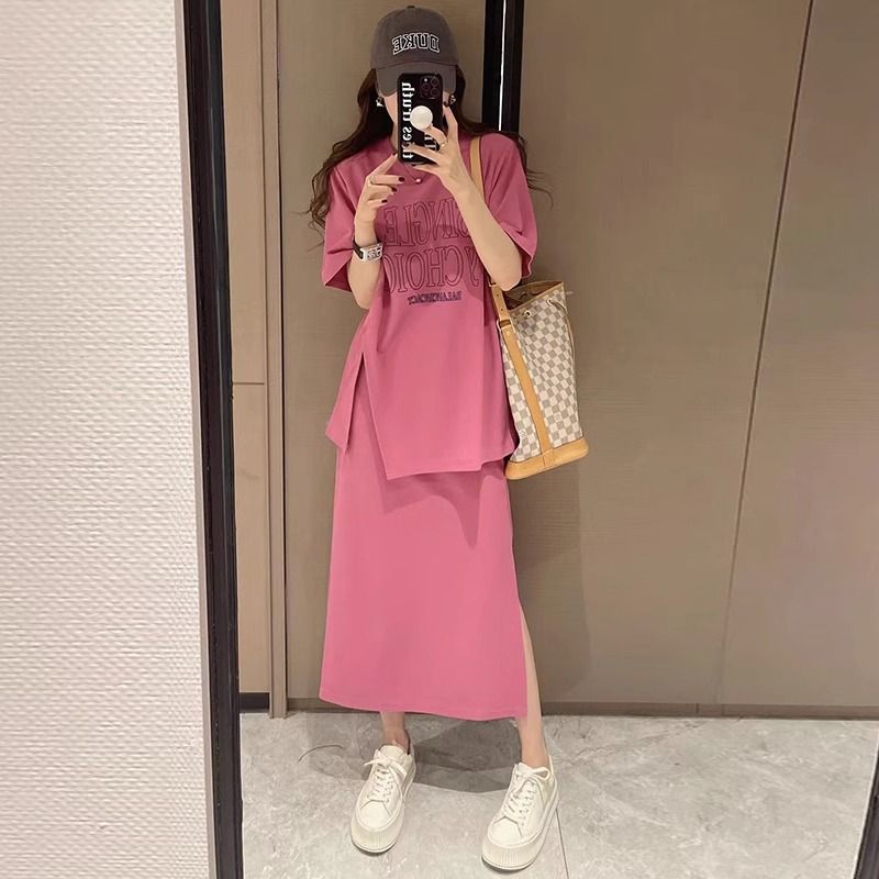 【單件/套裝】韓版減齡寬松顯瘦洋氣不規則上衣+包臀休閑半身裙兩件套