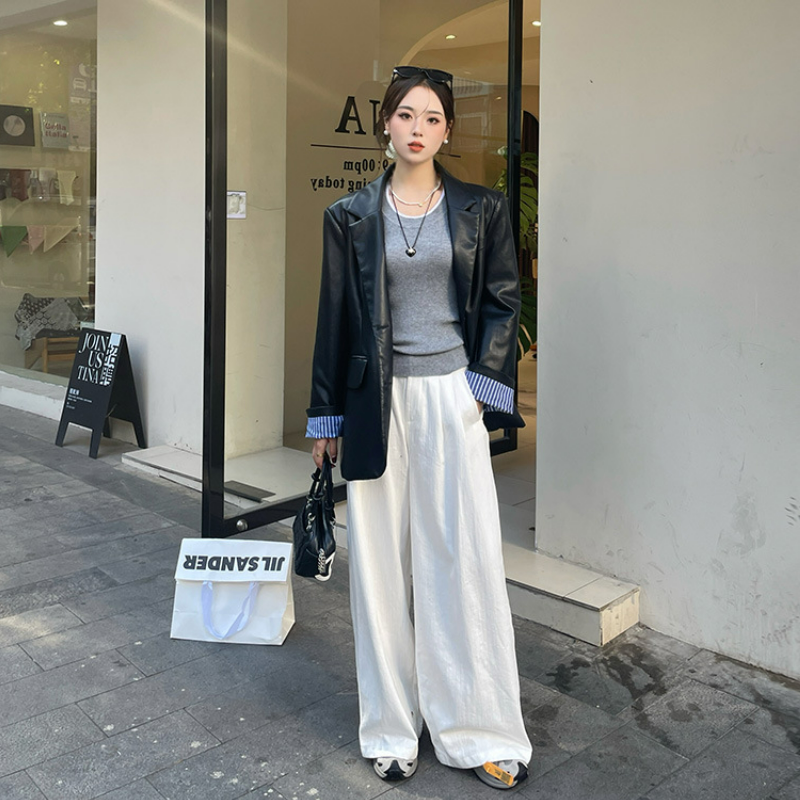 圓領撞色毛衣內搭設計感長袖針織打底衫