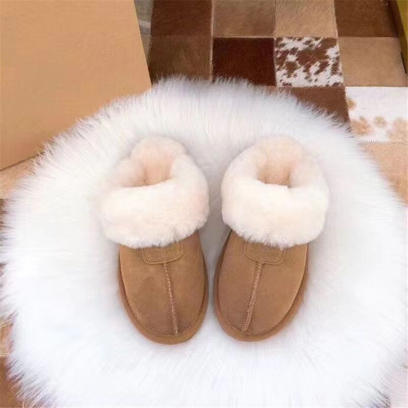 加厚羊毛絨居家防寒防滑室內包頭棉拖鞋