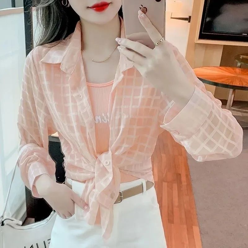 【單件/套裝】雪紡襯衫內搭吊帶牛仔短褲三件套裝