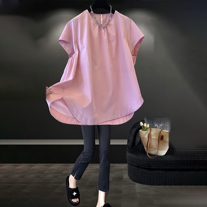 法式高級感氣質圓領短袖襯衫