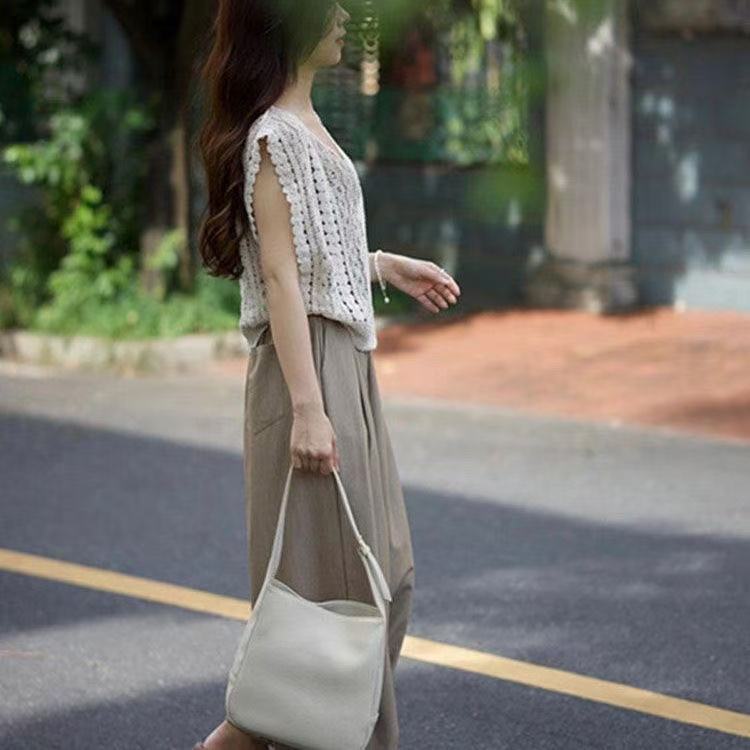 夏季休閒套裝女新款茶系小個子微胖時尚港風高級韓劇鹽系三件套裝