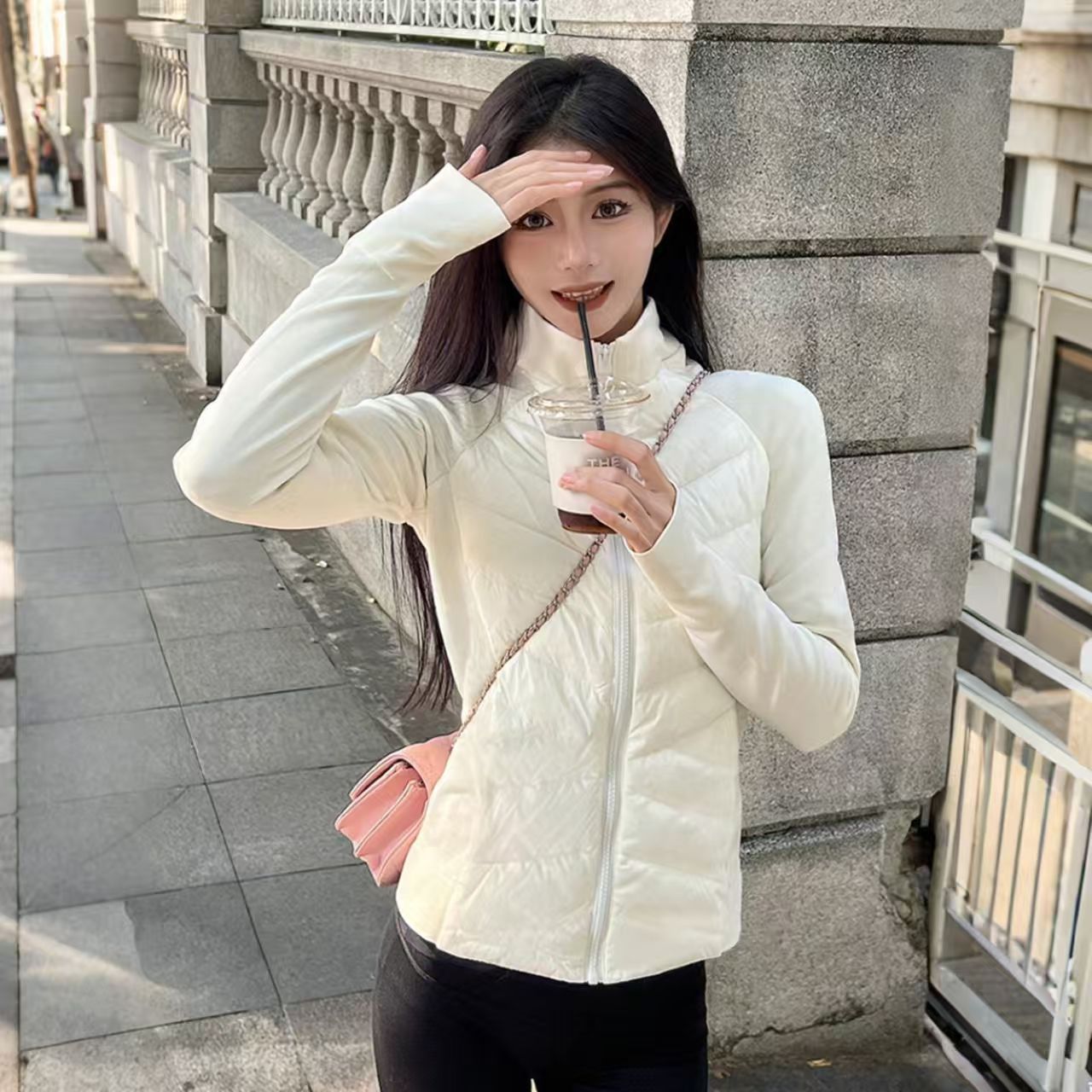 輕薄防風瑜伽保暖修身運動石墨烯棉服外套