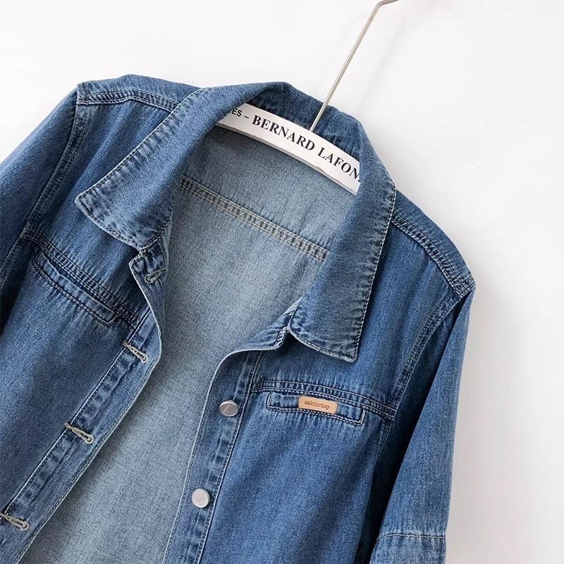 韓版高級感寬鬆閒薄款短袖牛仔外套