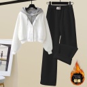 白色加絨衛衣+黑色加絨褲裝/兩件套