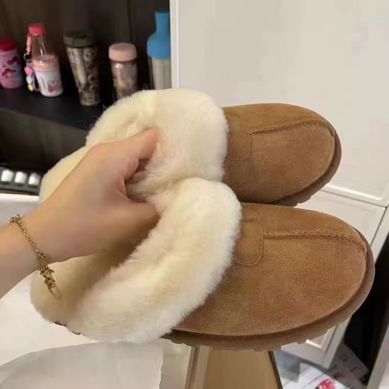 加厚羊毛絨居家防寒防滑室內包頭棉拖鞋