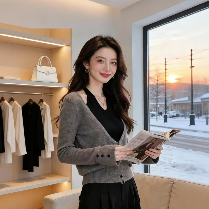 小眾掛脖設計感減齡韓系洋氣百搭假兩件長袖T恤