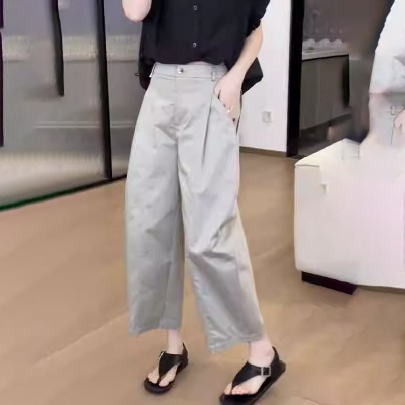 日系顯瘦寬鬆闊腿九分休閒哈倫褲