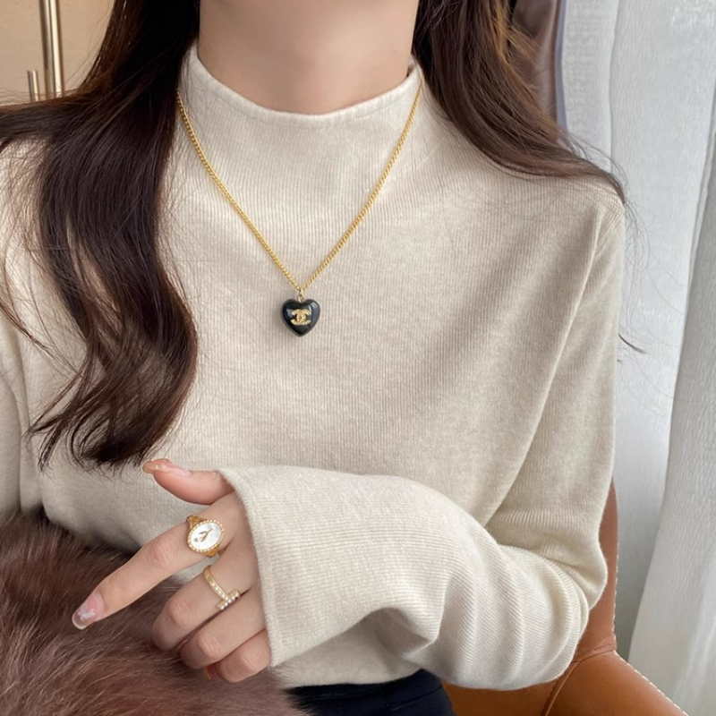 時尚半高領毛衣內搭針織螺紋打底衫