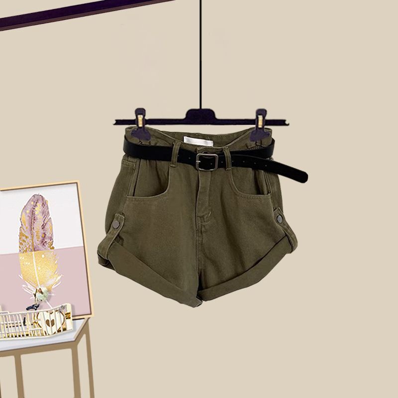 【單件/套裝】大碼防曬鏤空罩衫+復古寬鬆顯瘦牛仔短褲兩件套