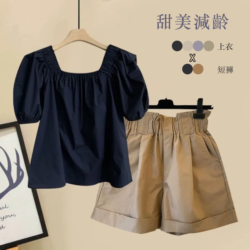 【單件/套裝】娃娃襯衫休閒顯瘦短褲兩件套裝