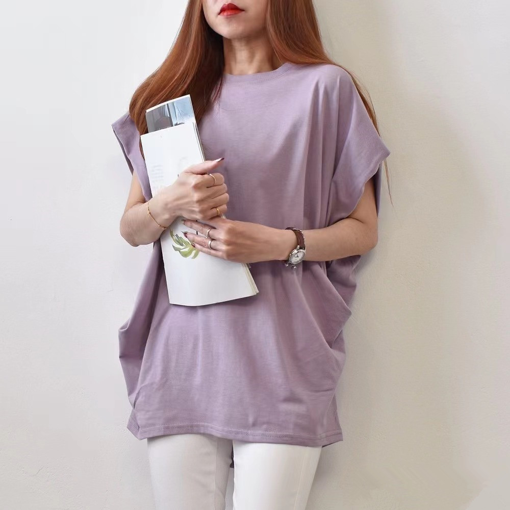 日韓慵懶風時尚百搭設計感不規則短袖