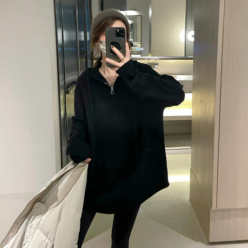 大碼德絨寬鬆顯瘦慵懶風百搭ins連帽打底衫