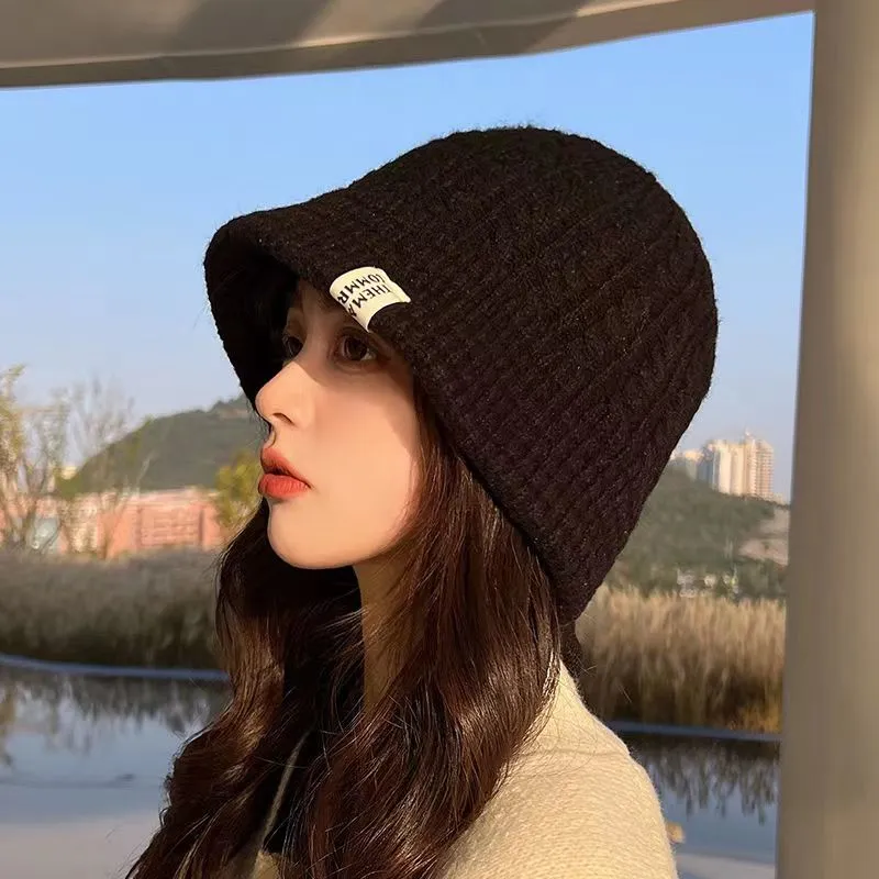 韓版俏皮毛線帽加厚保暖盆帽百搭針織漁夫帽