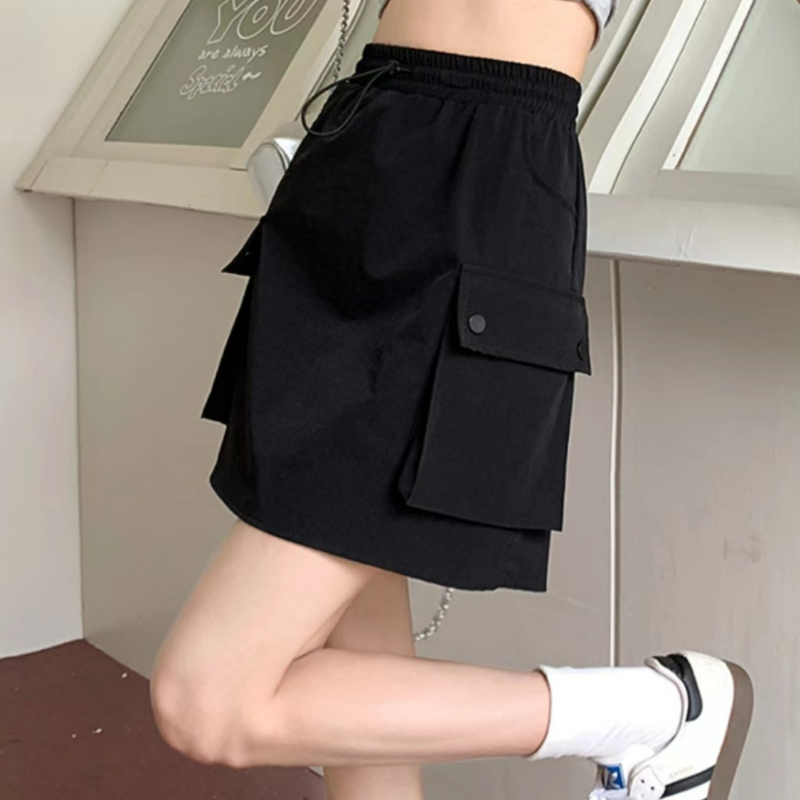 美式辣妹設計感工裝裙寬鬆休閒運動短版半身裙